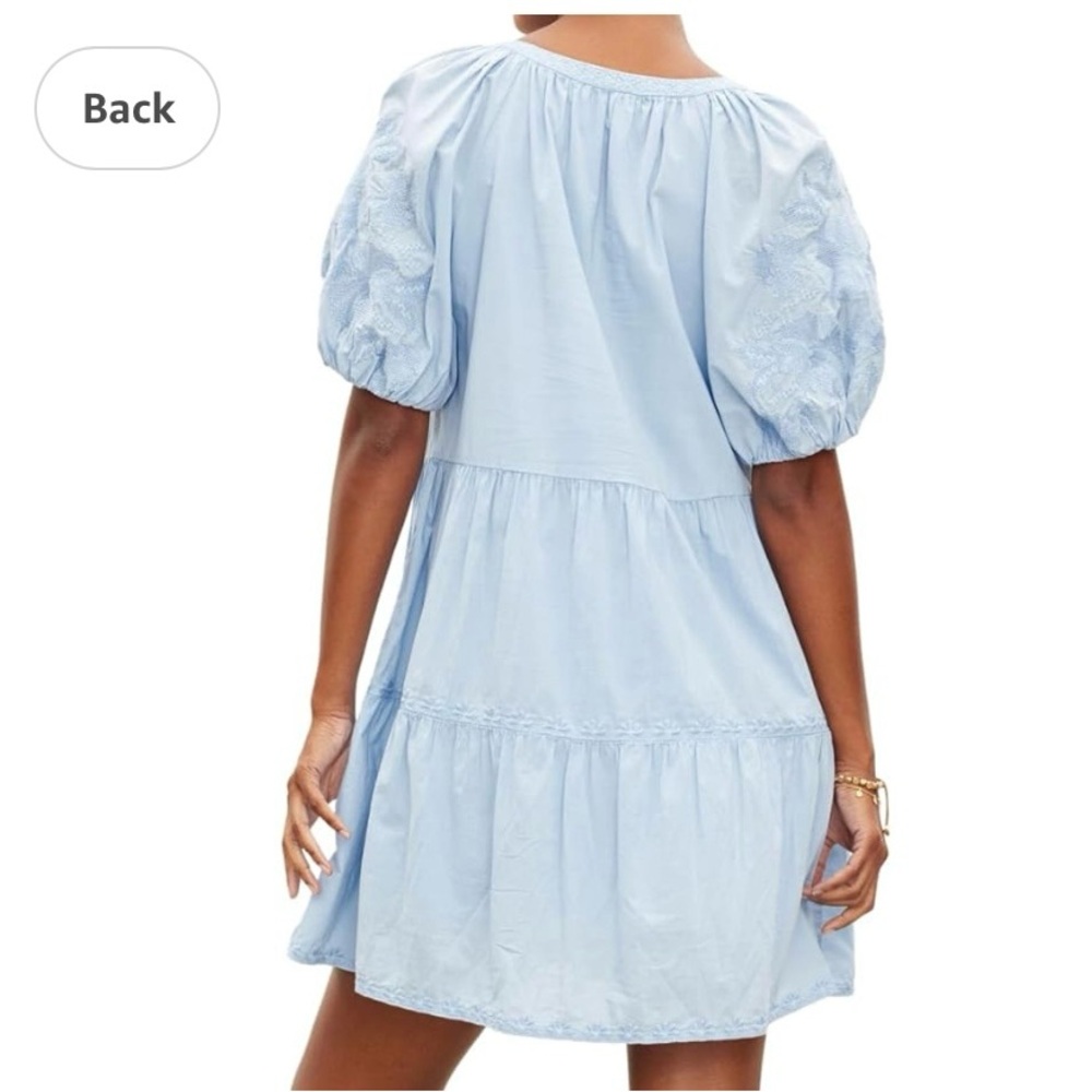 VELVET BY GRAHAM & SPENCER Chrissy Tonal Embroidery Chambray Dress | M - Picture 2 of 13